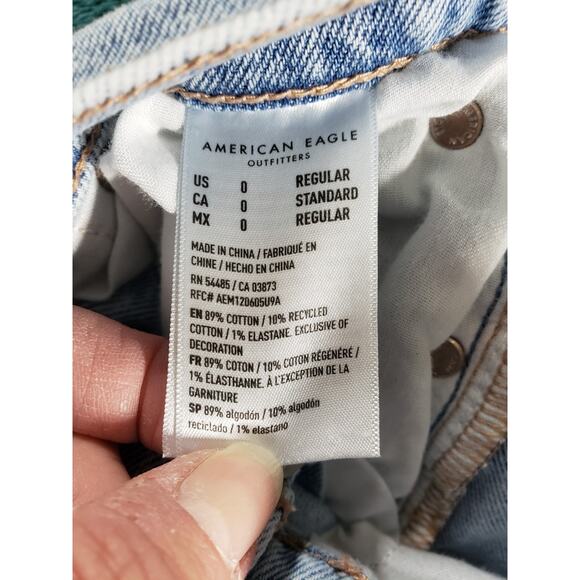 American Eagle Jeans Size 0 Womens Blue Stretch Pants High Rise Ankle Straight - Picture 5 of 14